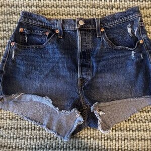 Levi's Blue Distressed Denim Shorts